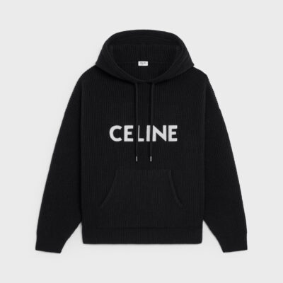 celine hooded sweater in ribbed wool