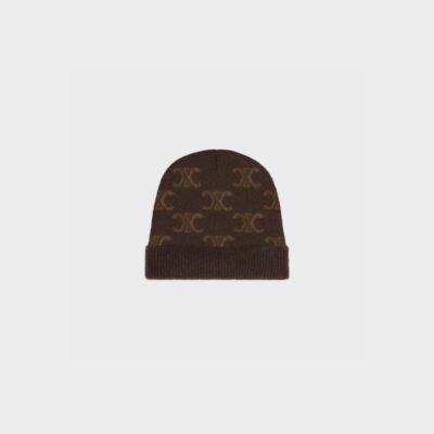 beanie in monogram wool, cashmere and silk