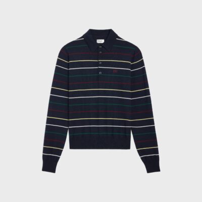 striped triomphe polo in fine wool