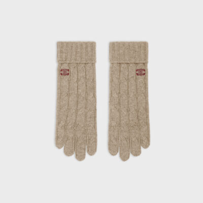 cable-knit triomphe gloves in cashmere