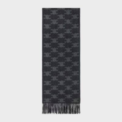 fringed scarf in monogram cashmere