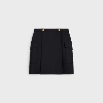 skirt with patch pockets in mohair wool