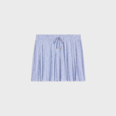 pleated pajama skirt in striped cotton