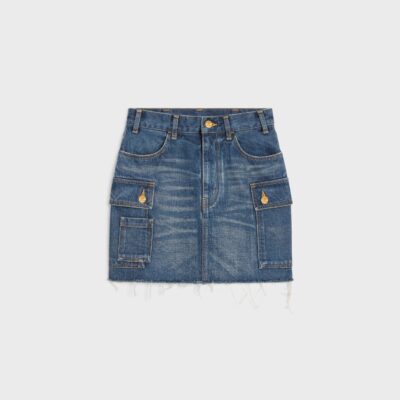 cargo mini skirt in dark union wash denim