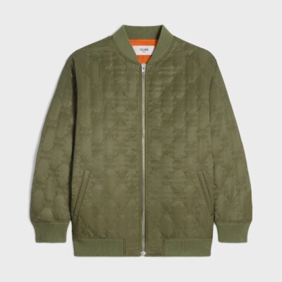 oversized triomphe teddy jacket in nylon twill