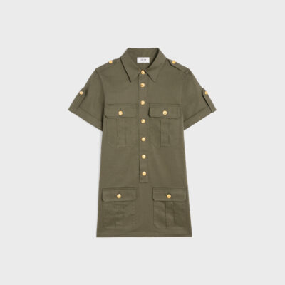 T-shirt dress with military pockets in lightweight twill