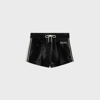 mini tracksuit shorts in satin-finish nylon