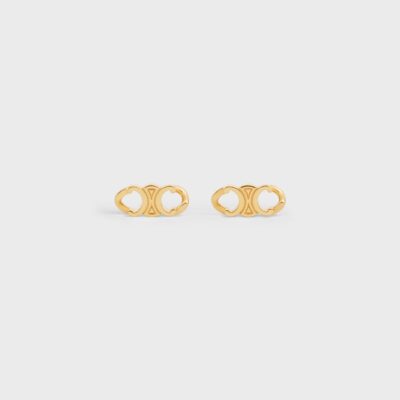 Triomphe Gourmette Studs in Brass with Gold Finish