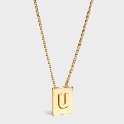 Alphabet U Necklace in Brass with Gold finish