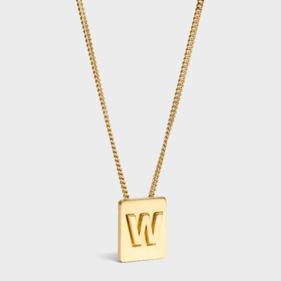 Alphabet W Necklace in Brass with Gold finish