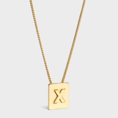 Alphabet X Necklace in Brass with Gold finish