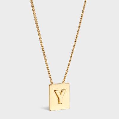 Alphabet Y Necklace in Brass with Gold finish