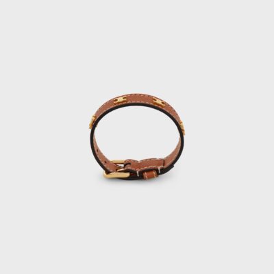 Les Cuirs Celine Bracelet in Calfskin and Brass with Gold Finish