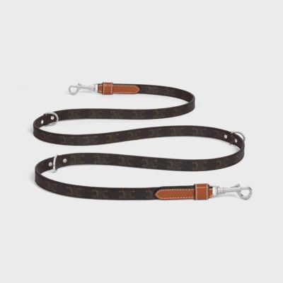 Adjustable Dog Leash in Triomphe Canvas and Calfskin