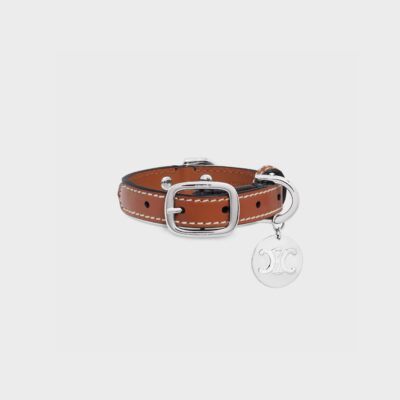 Nano Extra Thin Dog Collar in Triomphe Canvas and Calfskin