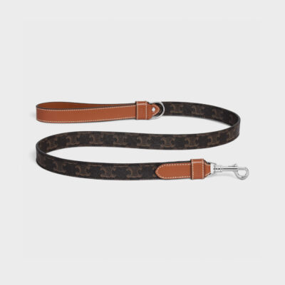 Wide Dog Leash in Triomphe Canvas and Calfskin