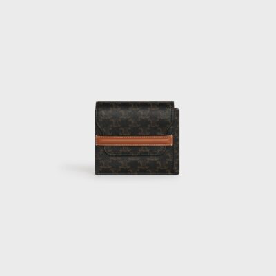 Flap Origami wallet in Triomphe Canvas and Lambskin