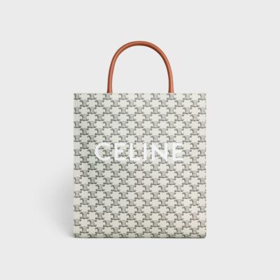 Medium Vertical Cabas in Triomphe Canvas with Celine print