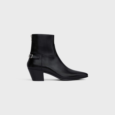 CELINE JACNO BACK BUCKLE ZIPPED BOOT in Shiny calfskin