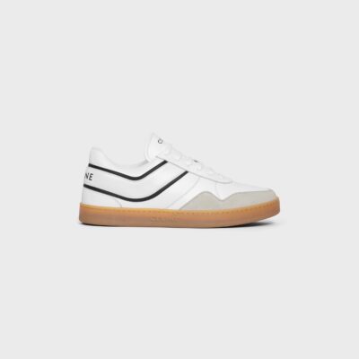 CELINE TRAINER LOW LACE-UP SNEAKER in SUEDE CALFSKIN AND CALFSKIN