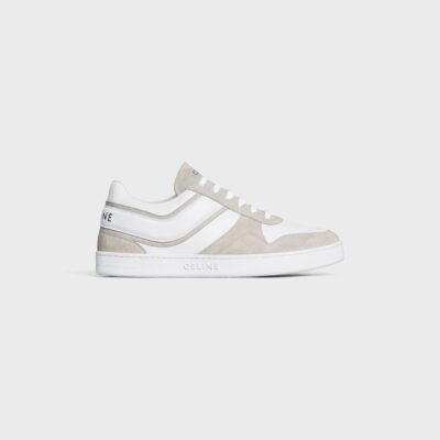 CELINE TRAINER LOW LACE-UP SNEAKER in SUEDE CALFSKIN AND CALFSKIN