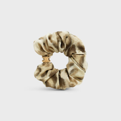 Celine Scrunchy Leopard in Silk and Brass with Gold Finish